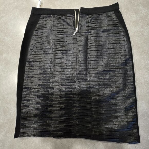 PETER NYGARD Women's Black Faux Snakeskin Knit Stretch Pencil Lined Skirt  Sz 12 - Picture 2 of 11